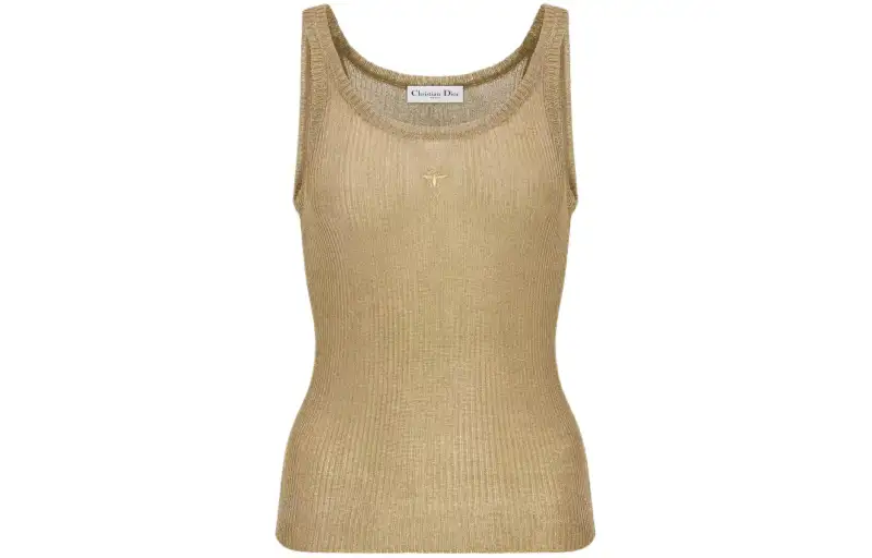 DIOR Tank Tops Women's Yellow Crew Neck Moderate Other