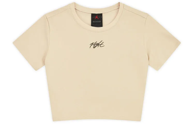 Nike Crop Tops Women's Ecru Crew Neck Moderate
