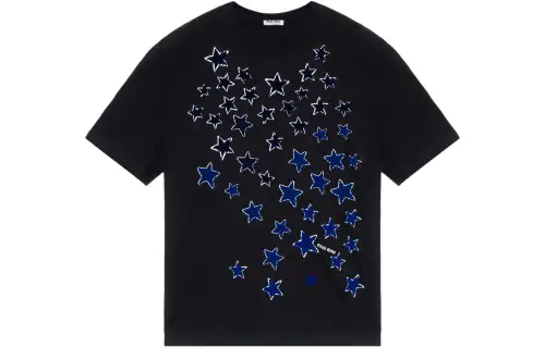 MIU MIU T Shirts Women's Black Crew Neck Moderate Straight Fit