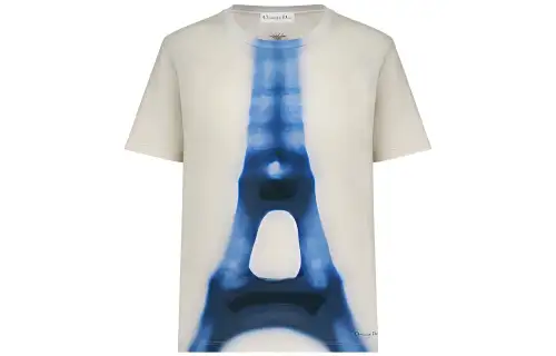 DIOR T Shirts Women's Ecru Crew Neck Moderate Straight Fit