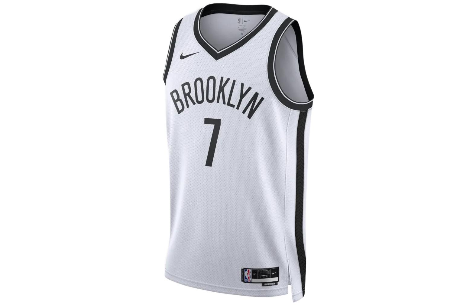 Nike NBA team logo print Quick-drying SW fan version 22-23 season League limited Nets Durant No. 7 basketball vest, men and women, white