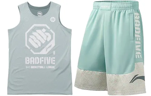 Li Ning Sports Basketball Collection Basketball Suits Men's Set Lake Gray Blue+Lake Gray Blue Moderate