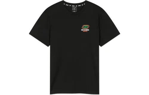 Skechers Barrel Printing Drop Shoulder Sleeve T Shirt Women's Pitch Black