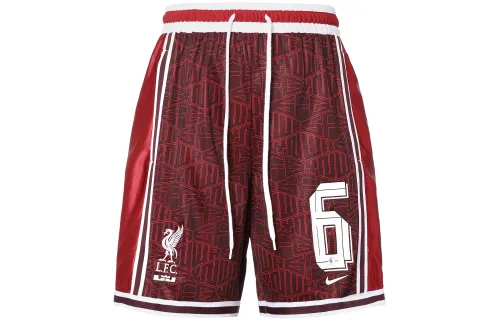 Nike X LeBron x Liverpool Logo embroidered strap striped mid-waist basketball pants men's red