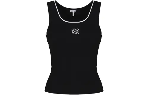 LOEWE Tank Tops Women's Black Crew Neck Moderate Racerback