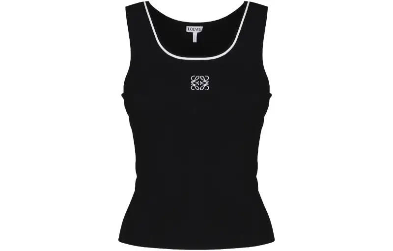 LOEWE Tank Tops Women's Black Crew Neck Moderate Racerback
