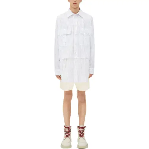 Bottega Veneta SS24 Cotton Twill Shorts Casual Shorts Men's Ecru