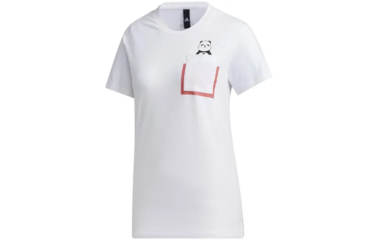 Adidas T-Shirts Women's White Crew Neck Moderate Straight Fit