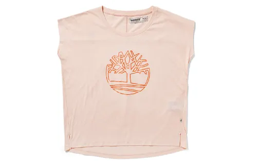 Timberland T Shirts Women's Pink Crew Neck Moderate Straight Fit