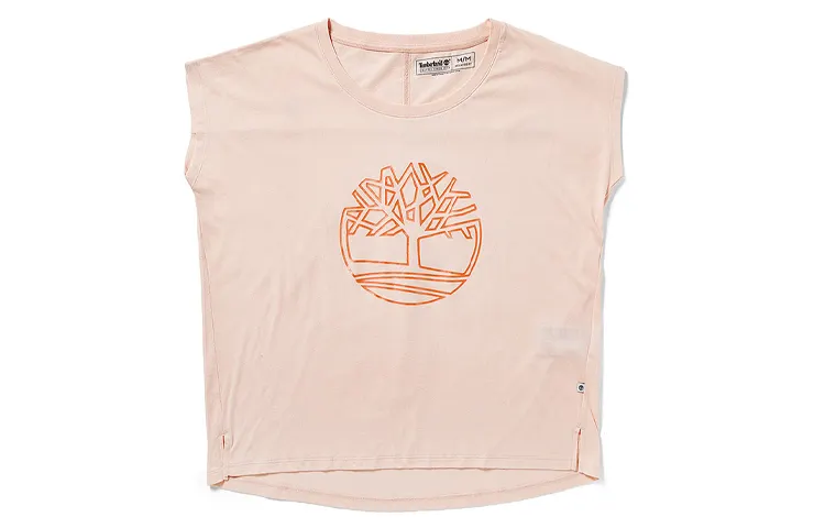 Timberland T Shirts Women's Pink Crew Neck Moderate Straight Fit