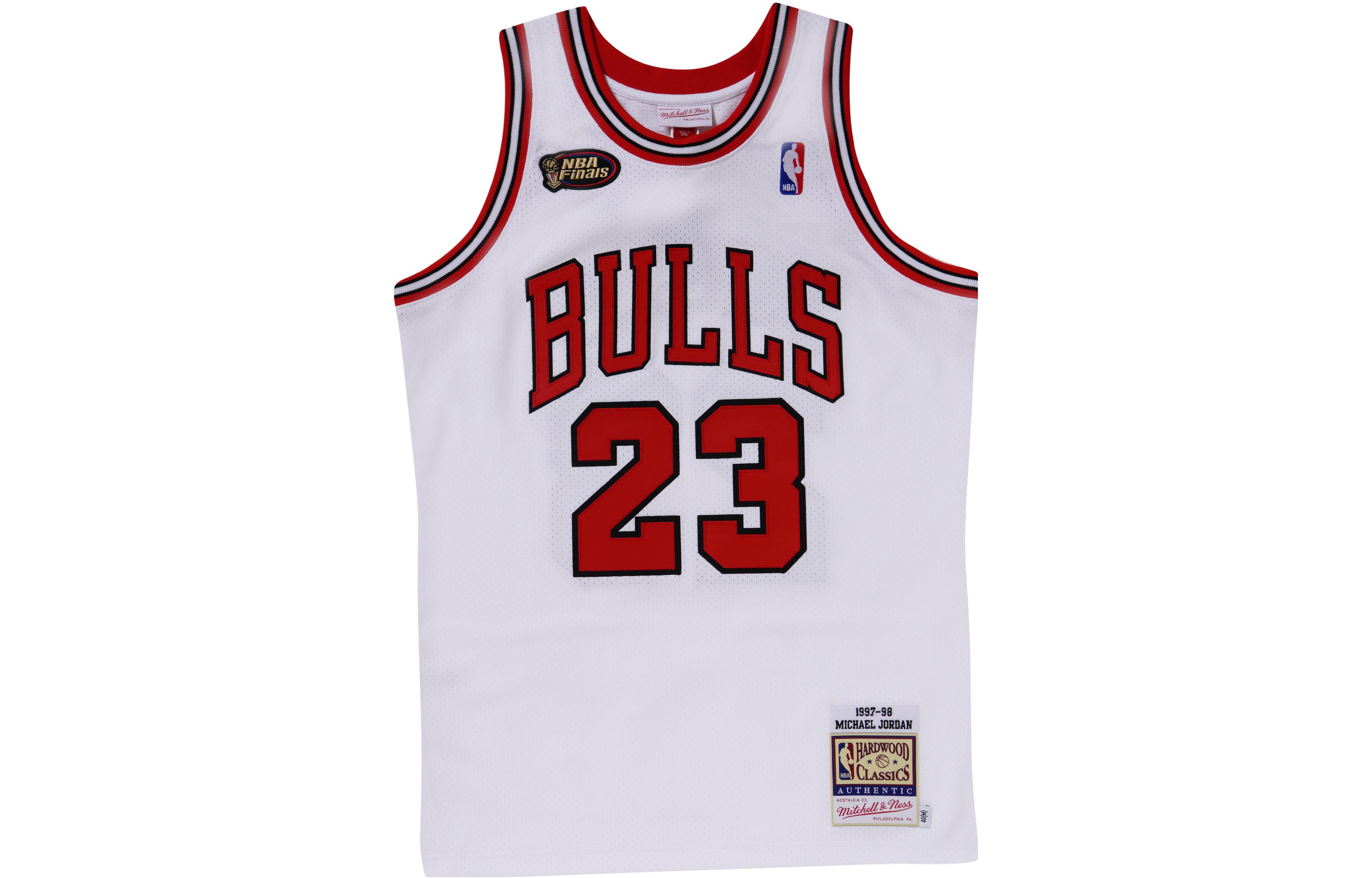 Mitchell & Ness x NBA Authentic Player Edition Chicago Bulls 97-98 Season No. 23 Michael Jordan American Retro Sports Comfortable and Breathable Basketball Vest Same Style for Men and Women White