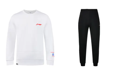 Li Ning Sweatshirt Sets Unisex Crew Neck Thickened