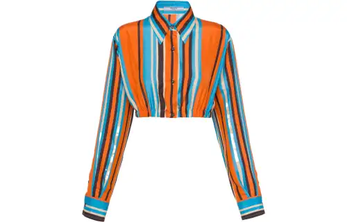 PRADA Shirts Women's Orange Pointed Collar Moderate