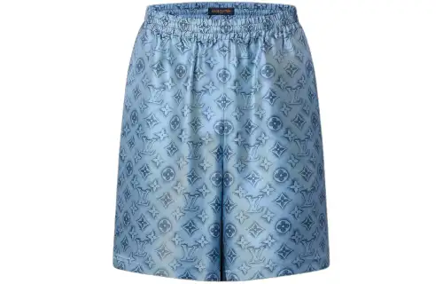 LOUIS VUITTON Monogram Silk Shorts Casual Shorts Men's Blue