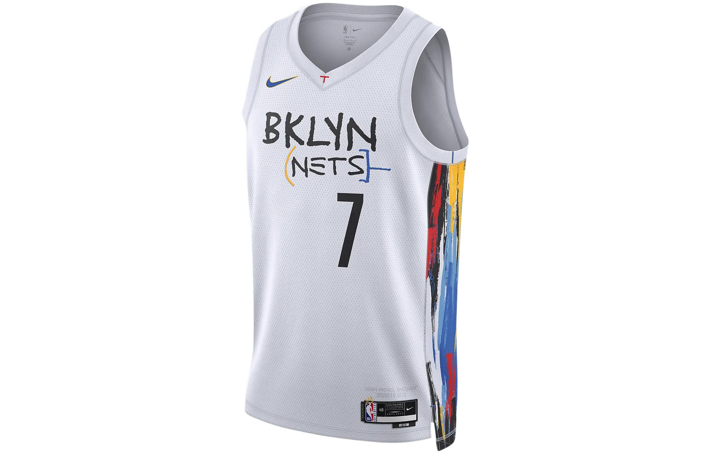 Nike Dri-Fit NBA Quick Dry Printed City Edition Jersey Vest SW Fan Edition 2022-23 Season Nets Durant No. 7 Basketball Vest Men and Women White
