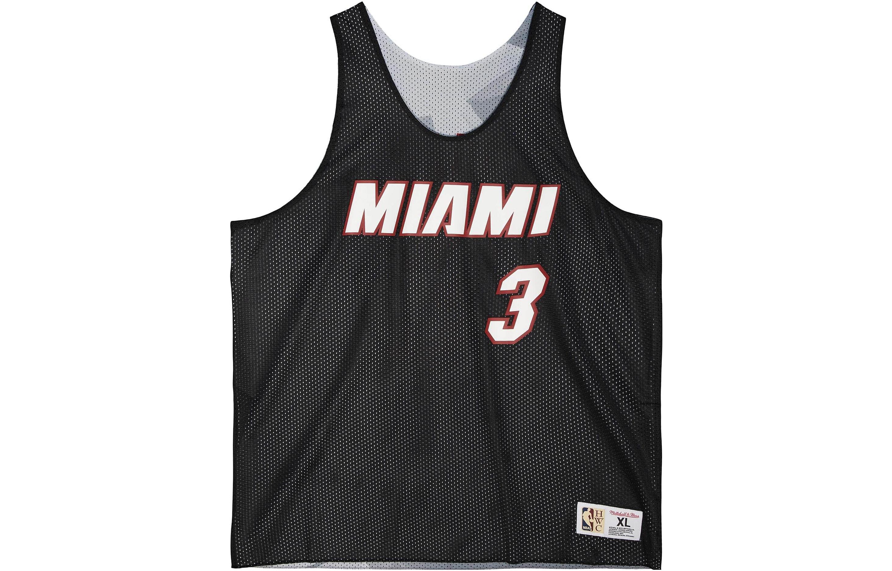 Mitchell & Ness Heat SW Fan Edition Wade No. 3 DWYANE WADE solid color retro sports letter print double-sided basketball vest, same style for men and women, black