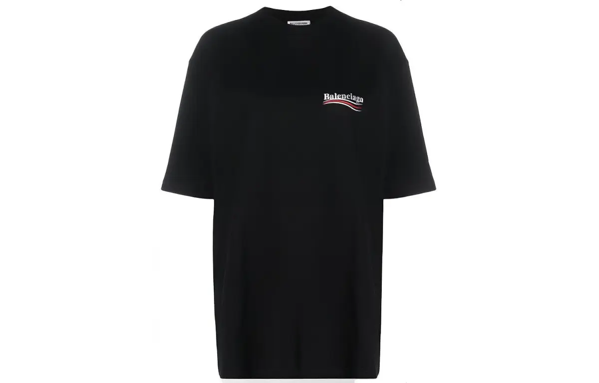 Balenciaga Political Campaign SS20 Drop Shoulder Sleeve T Shirt Women's Black Loose Fit Edition