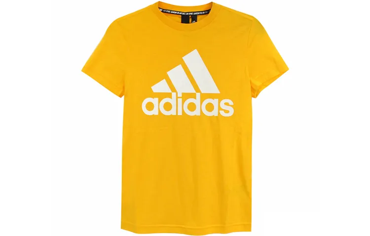 Adidas T-Shirts Women's Yellow Crew Neck Moderate Straight Fit