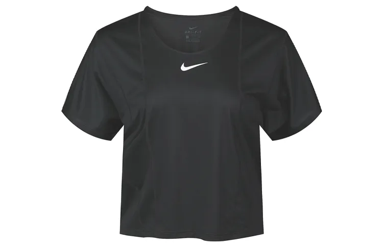Nike T-Shirts Women's Black Crew Neck Moderate Straight Fit