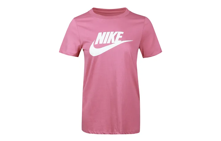 Nike Sportswear Essentials T-Shirts Women's Dark Pink Crew Neck Moderate Straight Fit