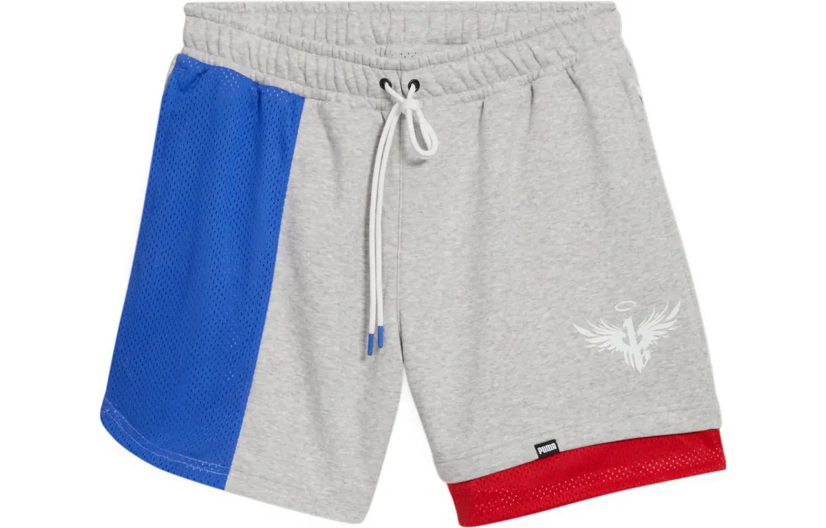 PUMA Casual Shorts Men's Light Mixed Gray Moderate Straight Fit Pants