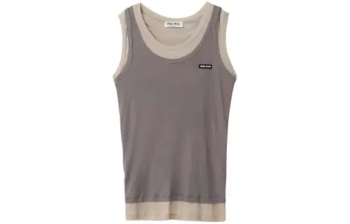 MIU MIU Regata Em Jersey Canelado Garment Dye Tank Tops Women's Gray