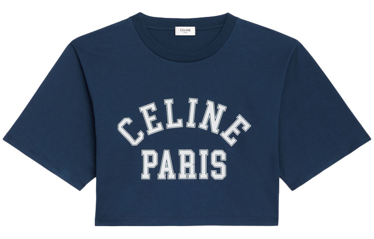 Женская футболка CELINE Pairs FW21 (темно-синяя)