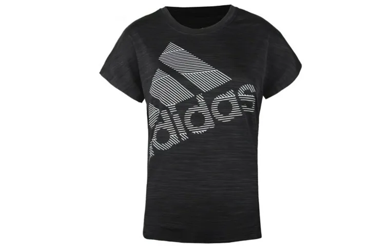 Adidas T-Shirts Women's Black Crew Neck Moderate Straight Fit