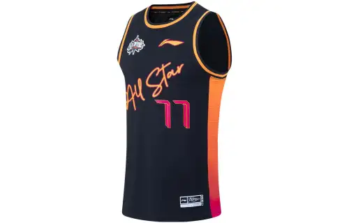 LiNing Li Ning CBA Series Professional Basketball Series Logo Letter Print Pattern 22 Season All-Star Liaoning Zhang Zhenlin No. 77 Basketball Vest Men's Black