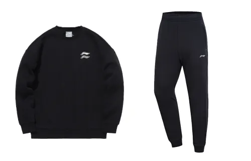Li Ning Sweatshirt Sets Men's Crew Neck Thickened