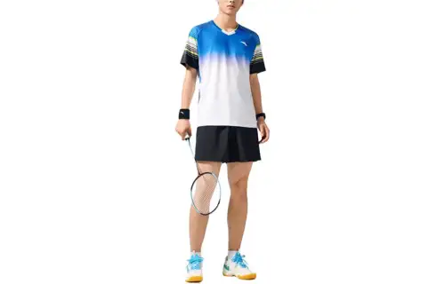 ANTA Casual Sportswear Men's Pure White+Basic Black V Neck Moderate