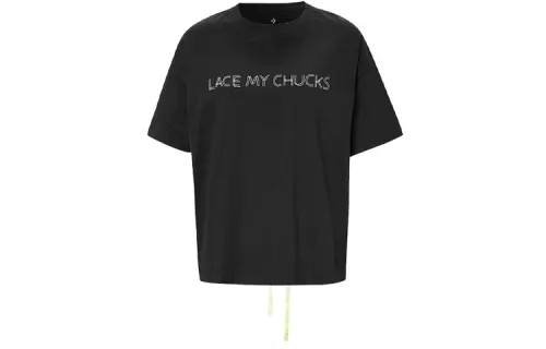 Converse T Shirts Women's Black Crew Neck Moderate Straight Fit