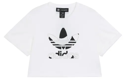Adidas Originals Crop Tops Women's White Crew Neck Moderate