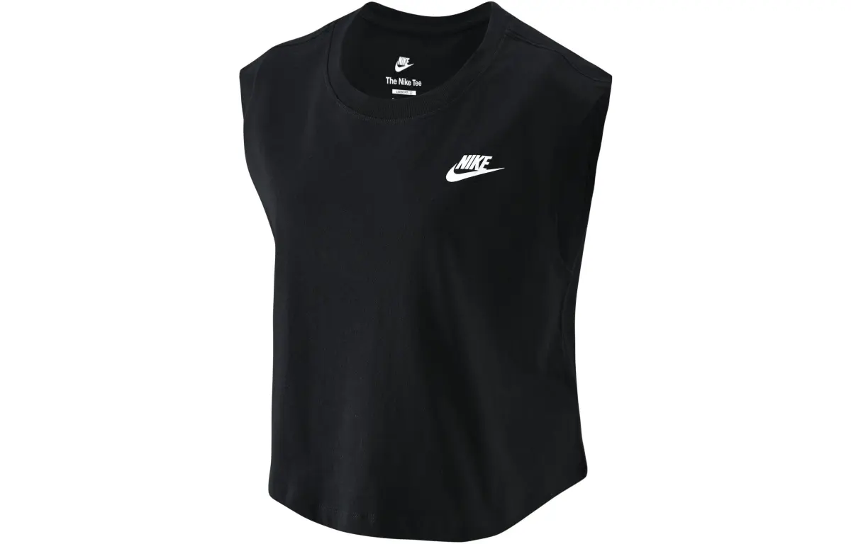Nike Tank Tops Women's Black Crew Neck Moderate Straight Fit