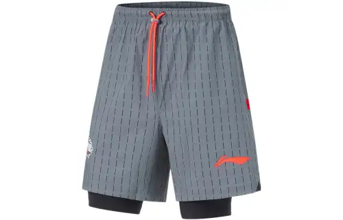 LiNing Li Ning CBA series professional basketball series CBA all-star series striped mid-waist straight basketball pants men's black