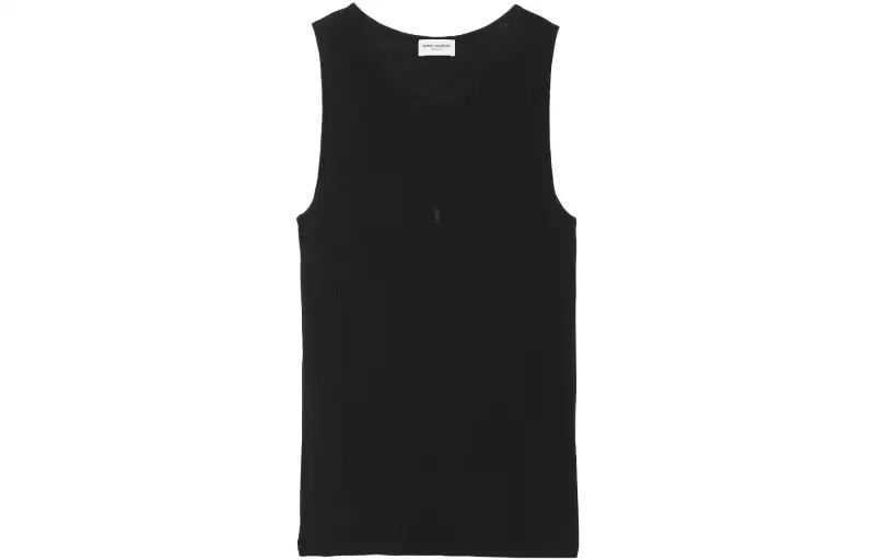 Saint Laurent logo-embroidered wool tank top