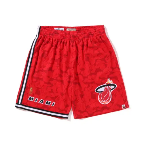 A BATHING APE X Mitchell & Ness joint model BAPE x Mitchell & Ness joint model FW22 Miami Heat camouflage straight basketball pants fan version men's style