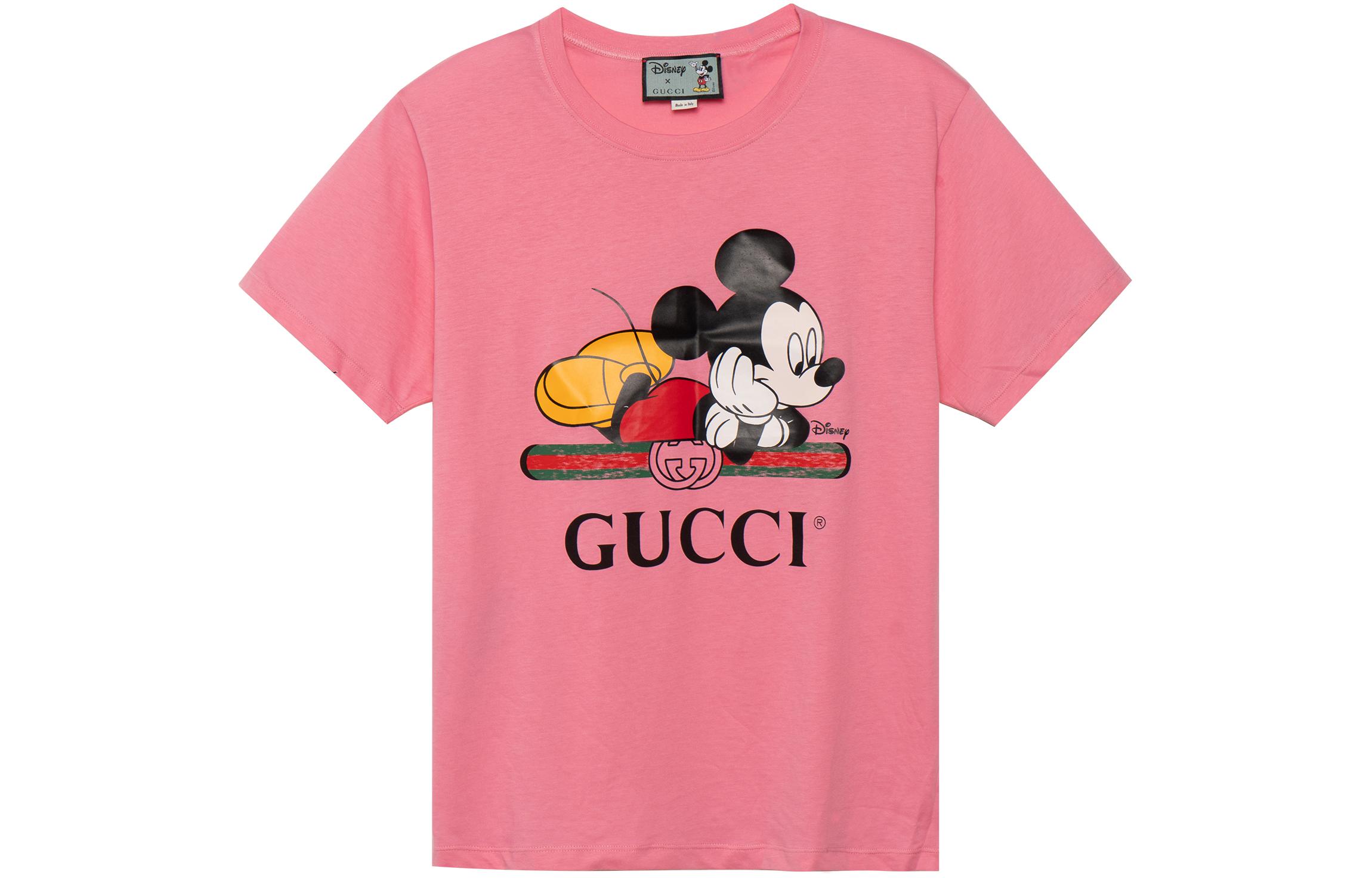 Женская футболка Gucci x Disney (розовая) — фото 1