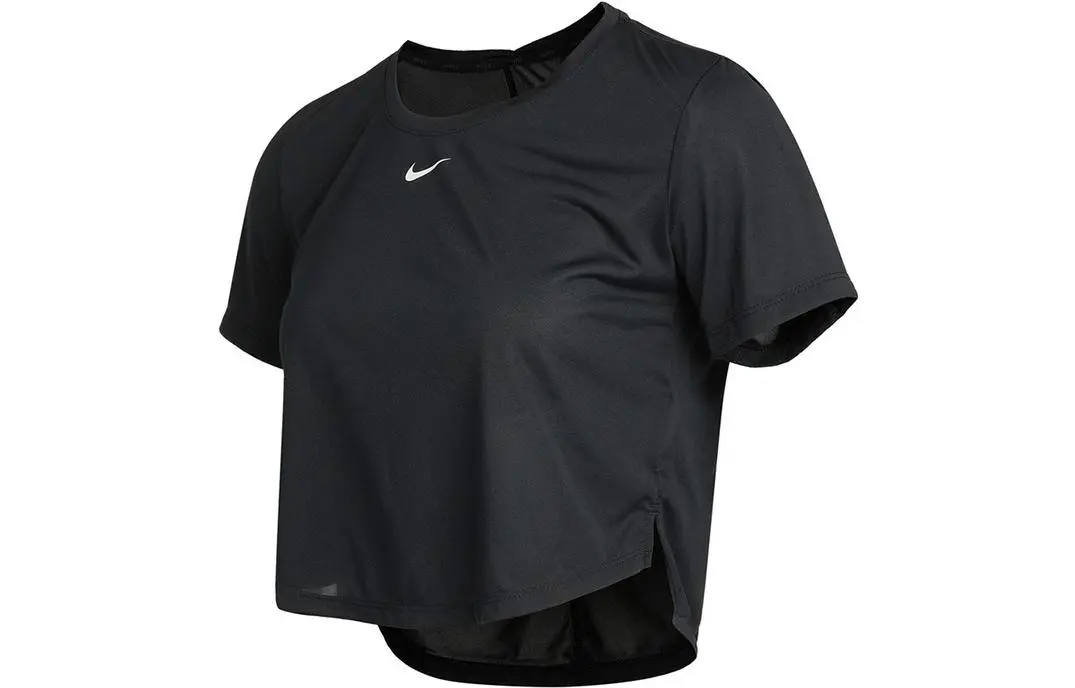 Nike Crop Tops Women's Black Crew Neck Moderate