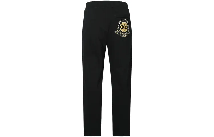 EVISU Casual Pants Men's Black Moderate Sweatpants