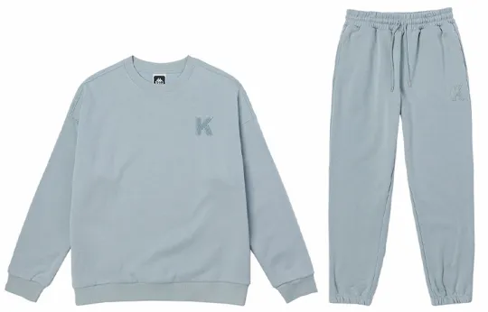 Kappa Casual Breathable Sports Fleece Lined Pullover Sweatshirt With Drawstring Waist Sweatpants Set Unisex