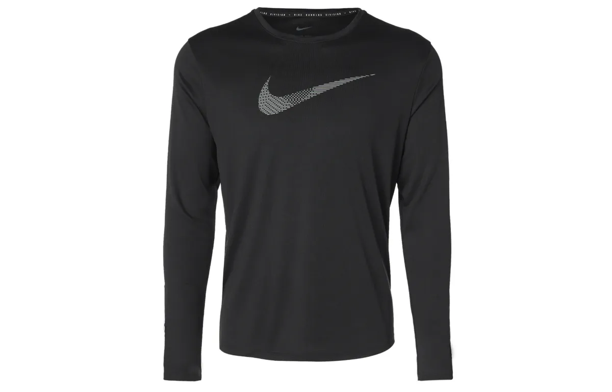 Nike Running T-Shirts Men's Black Moderate Straight Fit