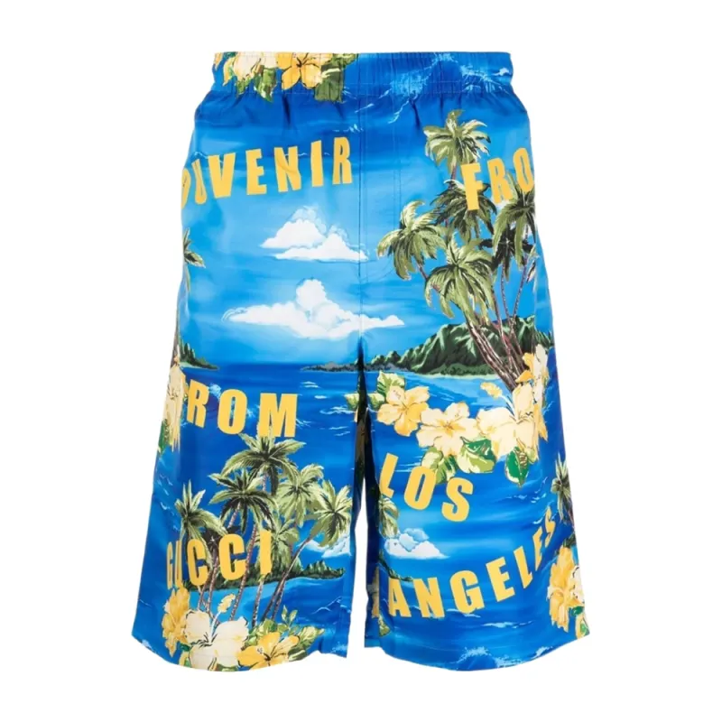GUCCI Printed Elastic Waist Bermuda Shorts