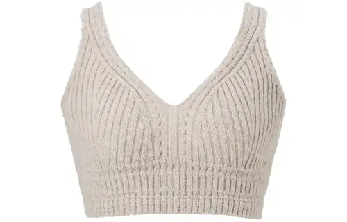 UNIQLO X MAME KUROGOUCHI UNIQLO X Mame Kurogouchi Tank Tops Women's Light Beige V Neck Moderate Straight Fit