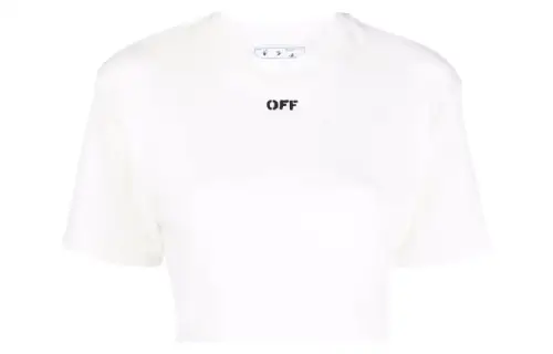 OFF WHITE Off Stamp Ribbed Cropped Tee White/Black