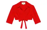 GUCCI Cropped Coats Women's Red Lapel Moderate