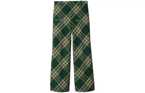 Burberry Check Pattern Straight Leg Tailored Trousers