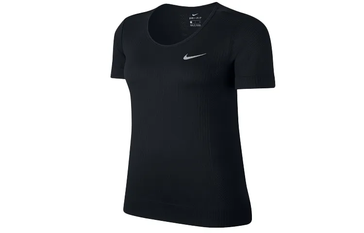 Nike T-Shirts Women's Black Crew Neck Moderate Straight Fit