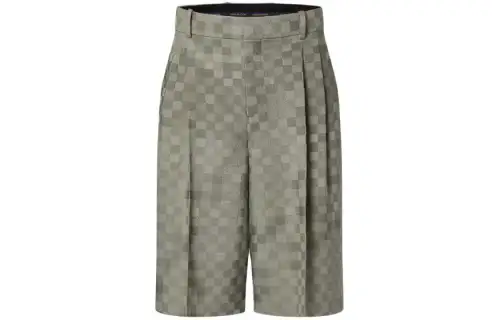 LOUIS VUITTON Tailored Wide Damier Damoflage Wool Shorts