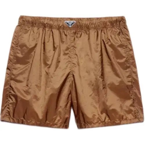 PRADA FW25 Beach Shorts Men's Cinnamon